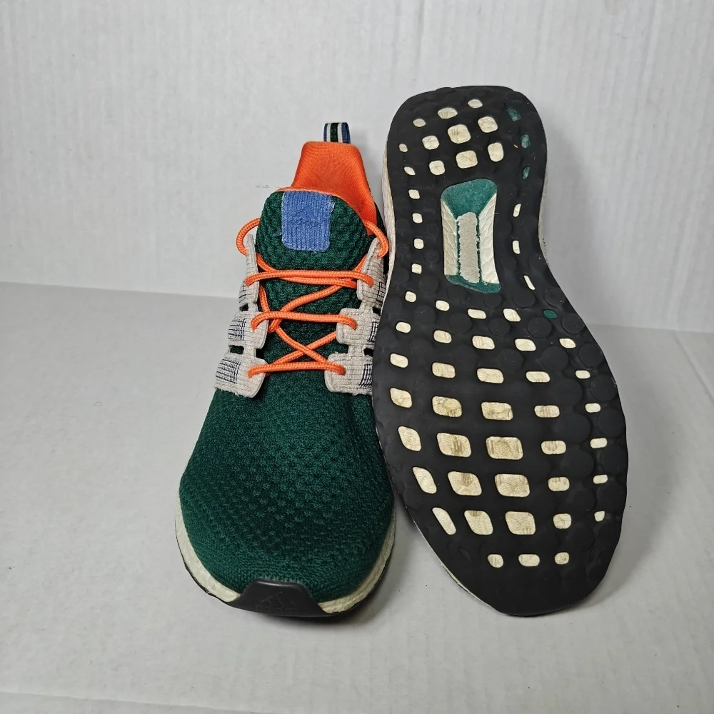 Adidas Ultraboost 1.0 Xmas Collegiate Green/Taupe/Orange Knit Sneakers Men's 10